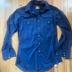 Vintage Fenton Men's Navy Blue Western Shirt